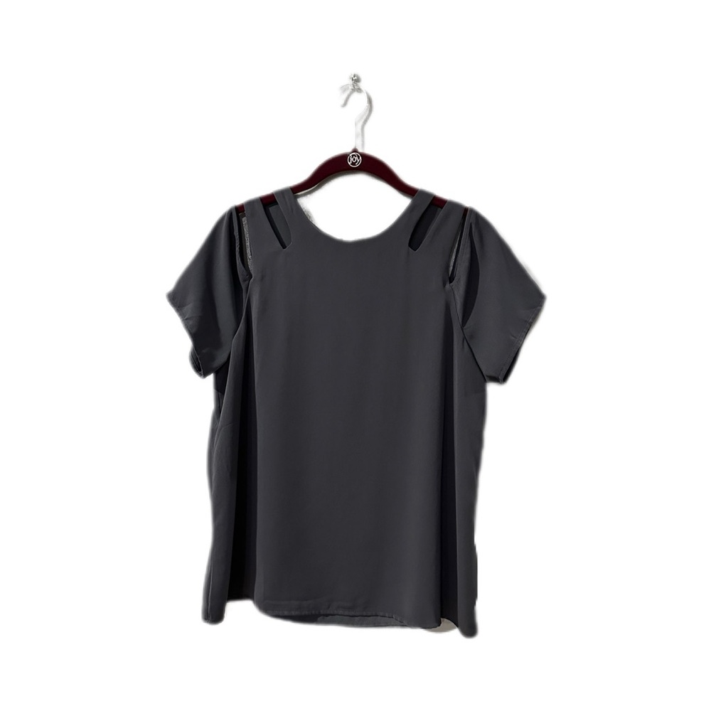 Naked Zebra Charcoal Cutout Shoulder Lined shoulder Blouse